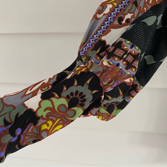 Hale Bob Floral Geo Patchwork 100% Silk Henley Dolman Tunic To, Medium - Picture 8 of 8